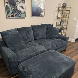 Corduroy Blue Couch / SOFA 