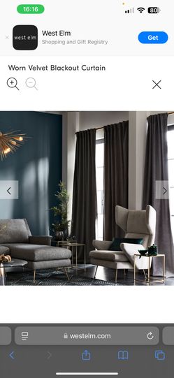 🔥 WEST ELM Blackout Velvet Curtains 🔥