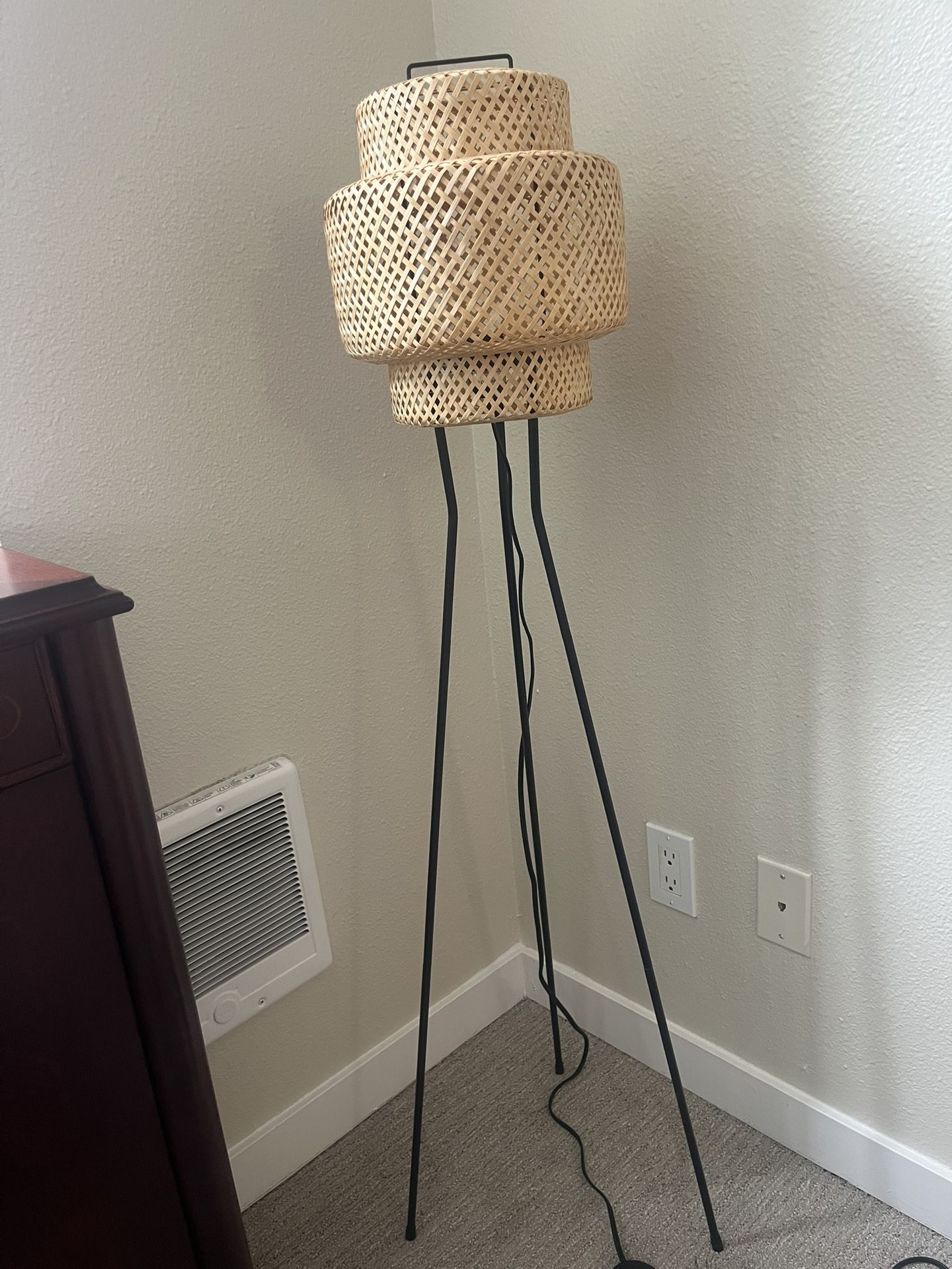 SINNERLIG Floor lamp, bamboo/handmade