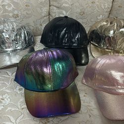 Women Men Baseball Cap Hats Shiny Snapback Rainbow Adjustable Hip Hop Style Chic