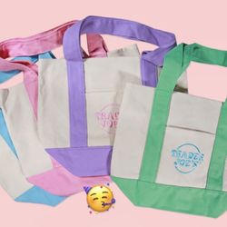 Trader Joes Mini Pastel Tote Bags 