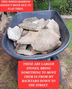 OVER-SIZED WHEELBARROW FULL OF NATURAL SLATE/FIELDSTONE LARGE SHAPES/SIZES *WHEELBARROW NOT INCLUDED