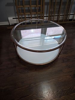 Round Coffee Table with Storage - Gold