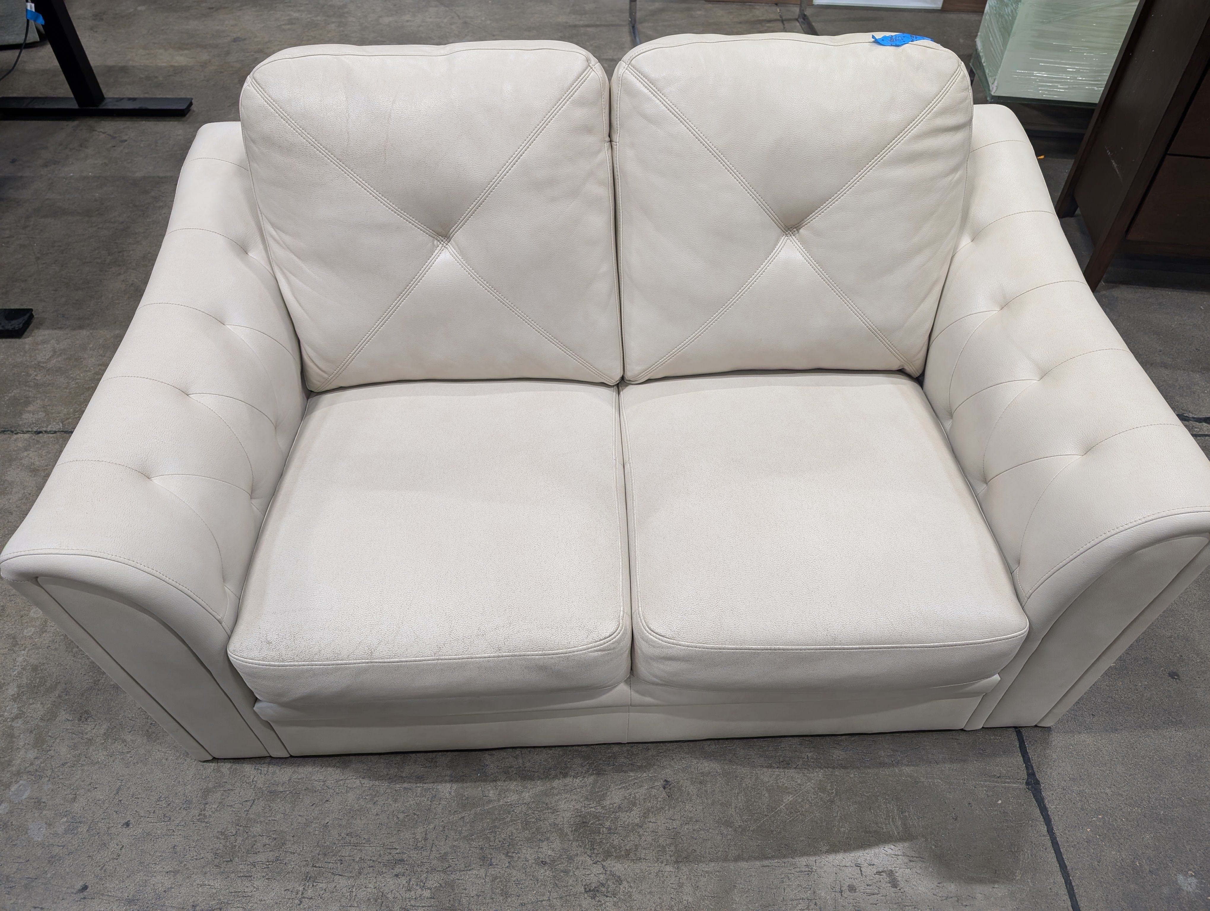 Cream Tufted Sectional Sofa Piece