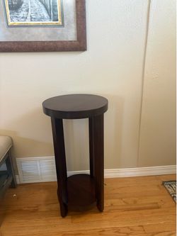 Pier 1 Imports Solid Wood Accent Table / Plant Stand – Dark Cherry Finish – 36” Tall