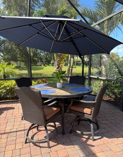 Patio set with umbrella