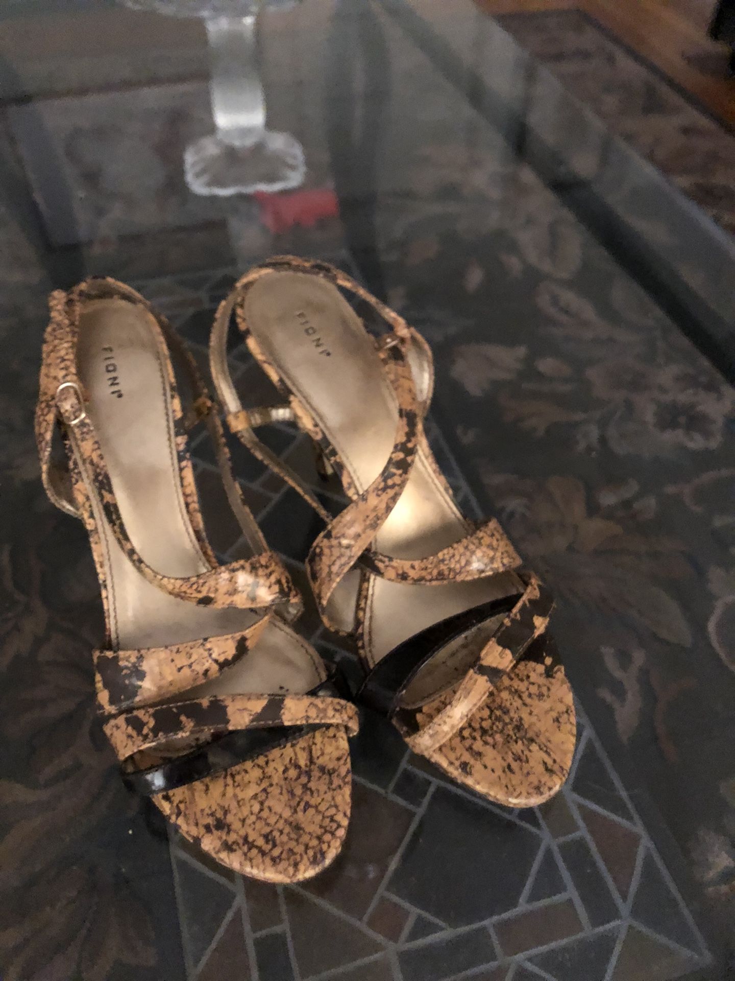 FionaSnake skin crisscross high heels asking $15