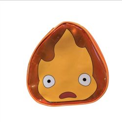 Studio Ghibli Howl's Moving Castle Calcifer Flame Cosmetic Makeup Bag Orange 10"