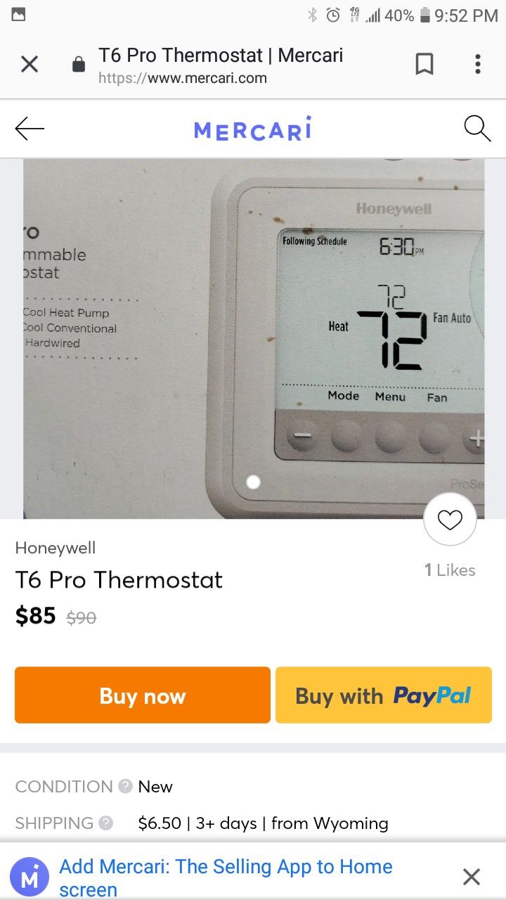 Honeywell Home T6 Pro programmable thermostat