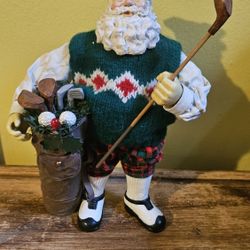 Vintage golfing santa