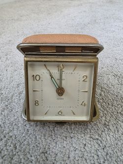 Vintage Bradley Wind Up Travel Alarm Clock Folding Case Made in Germany