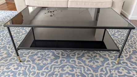 Coffee Table - Black Metal with Glass