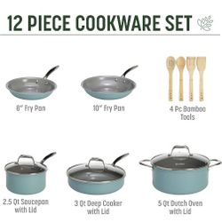 12 Piece Non Stick Ceramic Kitchen Pan Set