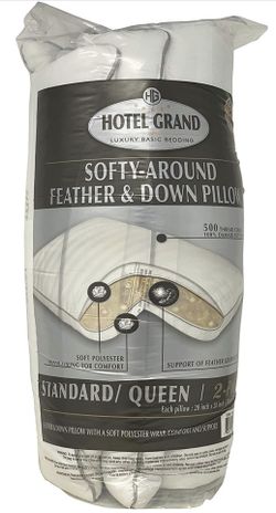 Hotel Grand Softy-Around Feather & Down Pillows 500 Thread Queen 20x28-2 Pack