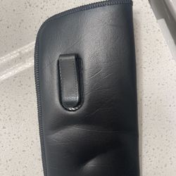 Leather Sunglass/ regular glasses case with clip