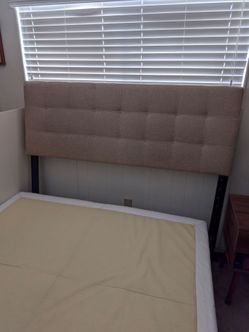 Beige padded queen adjustable headboard