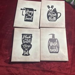 Bathroom Canvas 4 Pc set