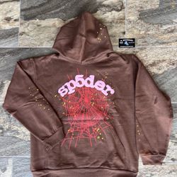 Sp5der Web Hoodie Brown Size Medium Fast Shipping! BRAND NEW!