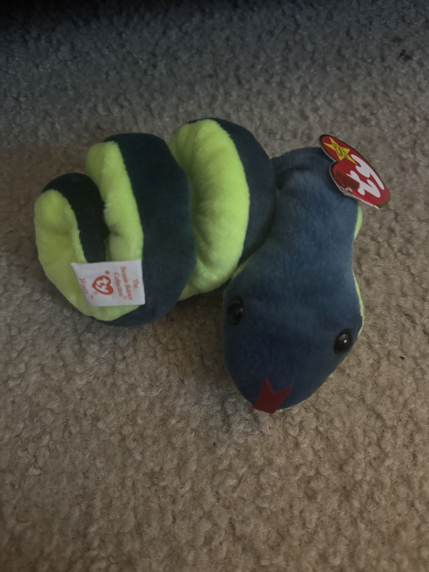 Rare Ty Beanie Baby Hissy Snake 1997