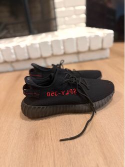 YEEZYS 350 BLACK AND RED size 12 and a half
