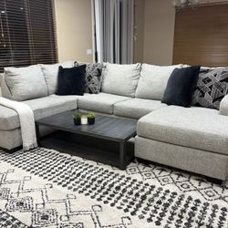 2pc Ashley Grey Fabric U-Shape Sectional