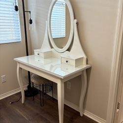 HEMNES Dressing table with mirror, white,