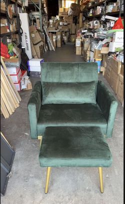 VICLLAX Modern Velvet Recliner Chair Comfy Accent Armchair with Upholstered Armrests, Ottoman and Pillow for Reading Room, Bedroom, and Living Room