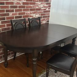 Dining table and four chairs