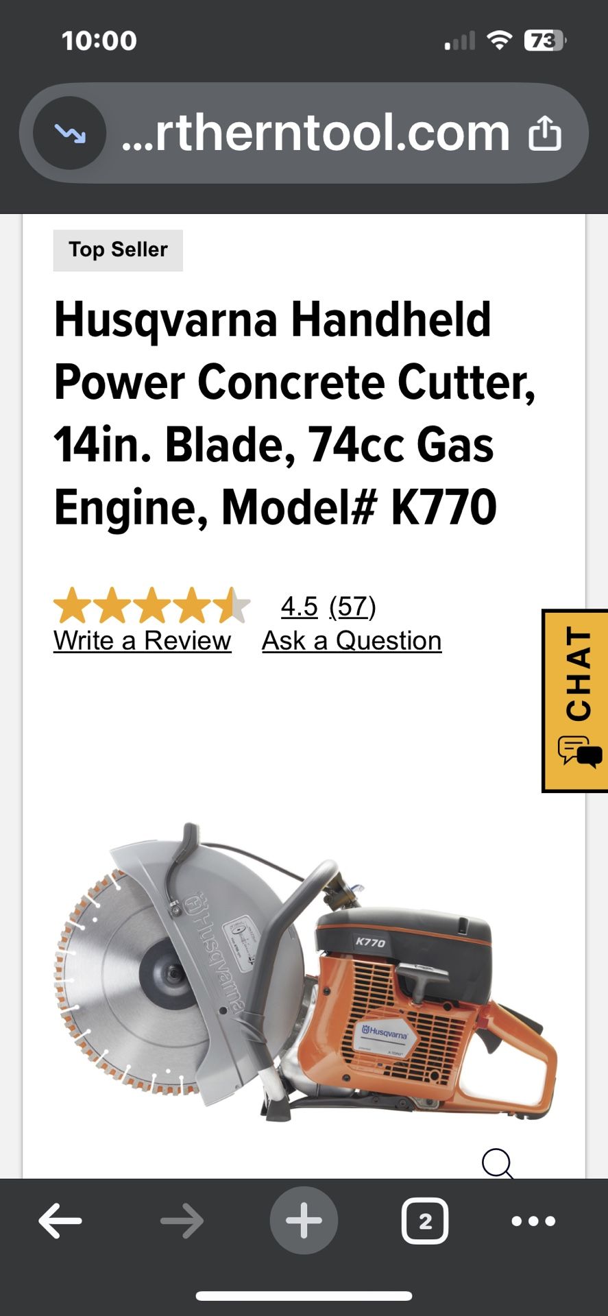 Husqvarna 14inch Saw With Good Bldr.
