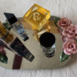 Pink Rose Mirrored Chic Perfume Display 12” Long,  8.5” Width 
