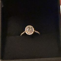 Oval Diamond Double Frame Engagement Ring (Size 7)