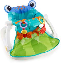 Fisher-Price Baby Portable Chair Sit-Me-Up Floor Seat with BPA-Free Teether and Crinkle -Toy, Froggy Seat Pad