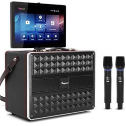 Karaoke Machine for Adults, with Lyrics Display, Smart Portable Big Bluetooth Speaker 2 Wireless Microphones, Professional Karaoke System 800W Peak Po