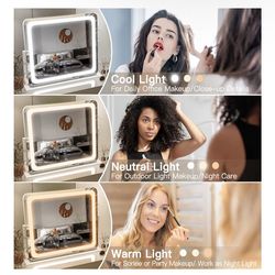 Vanity Mirror with Lights 16''x12.4'' Makeup Mirror with Lights,Vanity Mirror Touch Screen with 3-Color Lighting,Dimmable,for Vanity Desk Table