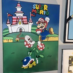 Hand painted super Mario bros canvas - 16 x 20 in