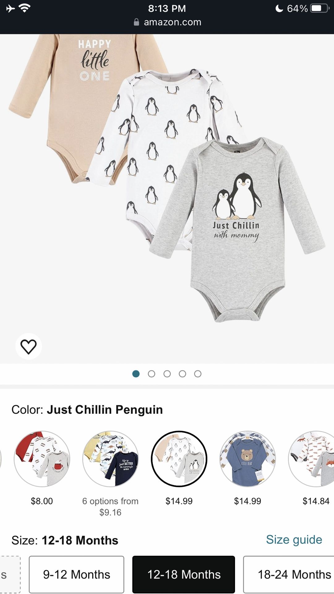 Baby 3-pc Boy Girl Pinguins Cute Bodysuits Long Sleeve New