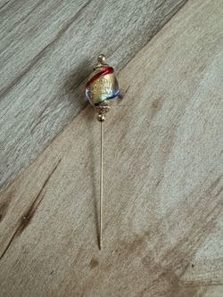 Murano Glass Bead Hatpin Gold Tone