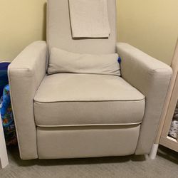Modern Swivel Rocking Chair In Cream 