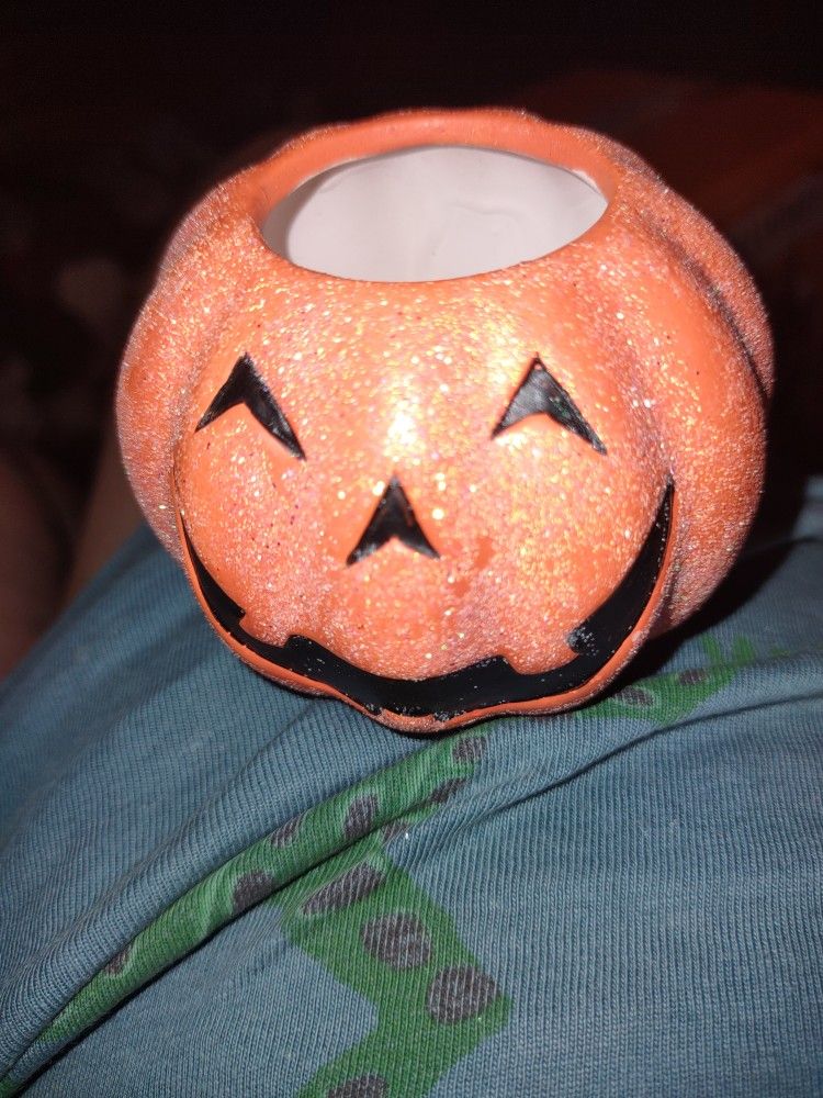 Two Ceramic Sparkly Pumpkins