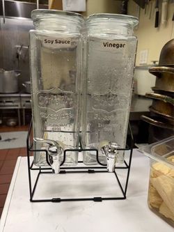 Tall Glass Drink Dispenser with Stand