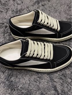 Rick owens Black and White Low-Top Canvas Sneakers with box size 40 us size 7-7.5