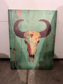 Bull Skull Wall Art on Wood