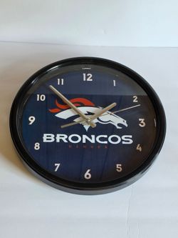 Denver Broncos NFL Football Quartz 12" Clock Wall Mount or Desk Stand Up - EUC