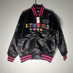 Astro World Black Satin Jacket, M, Custom Designed 