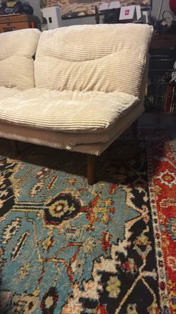 Futon Sofa with Cream Corduroy Cushions
