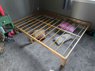 Queen size bamboo and metal bed frame