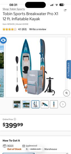 Two Tobin Sports Breakwater Pro X1 12 ft. Inflatable Kayak