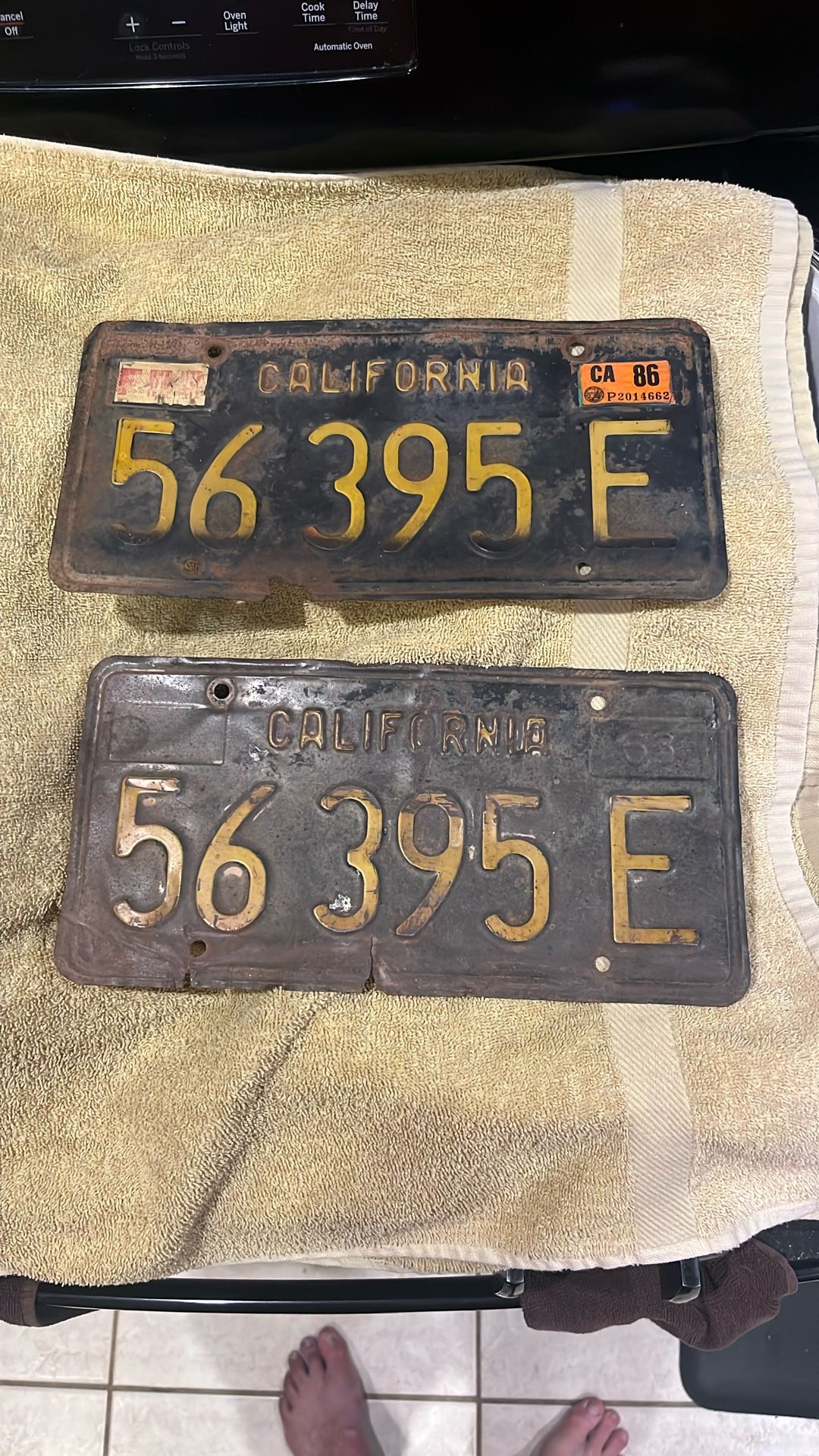 Vintage Black And Gold Truck Plates 63 - 70 Patina