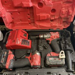 M18 FUEL 18V Lithium-lon Brushless Cordless Hammer Drill and Impact Driver Combo Kit (2-Tool) with 2 Batteries And Charger 
