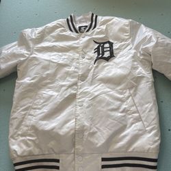 Detroit Tigers Starter Jacket Mens L Vintage Stain 80s Bomber MLB Blue USA Made